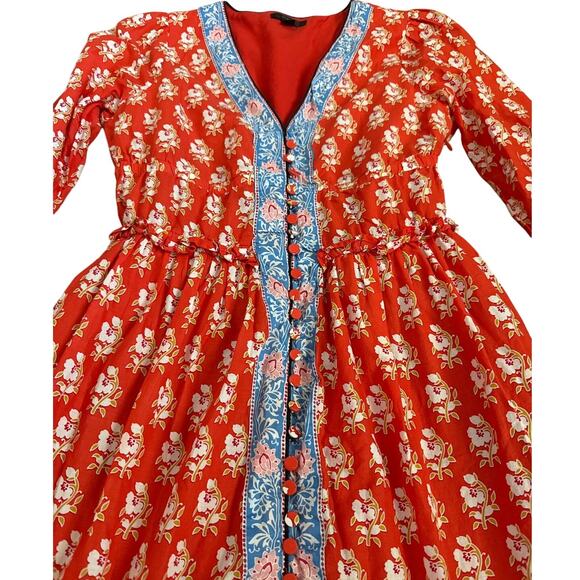 J. Crew Block Print Button Front Tiered MIDI Dress Size 00 - Picture 8 of 14